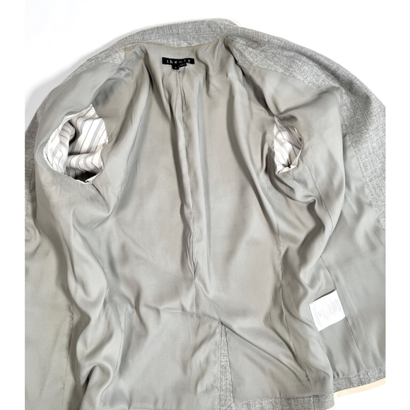 Theory Womans Blazer Wool Blend Gray Cream White RN 98406 - Picture 3 of 13